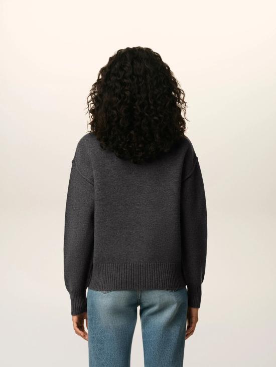 25FW 아미 빅 하트 울 크루넥 스웨터 UKS838D 018084 Grey - AMI