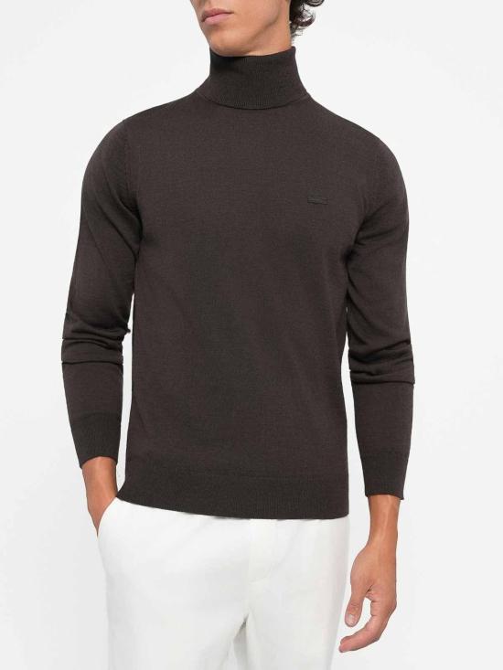 26FW 라코스테 메리노 울 터틀넥 스웨터 AH1959SKB Brown - LACOSTE