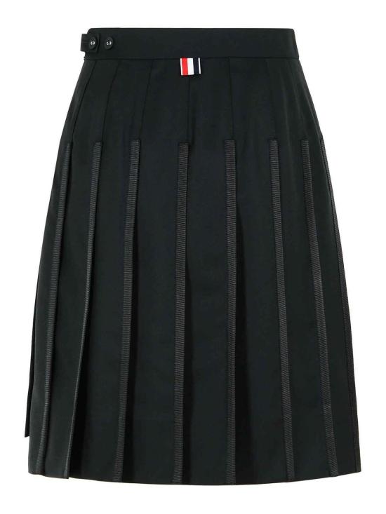 26SS 톰브라운 슈퍼 120'S 트윌 플리츠 스커트 FGCA37B00626001 Black - THOM BROWNE