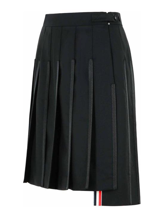 26SS 톰브라운 슈퍼 120'S 트윌 플리츠 스커트 FGCA37B00626001 Black - THOM BROWNE