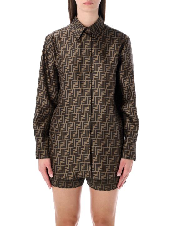 26SS 펜디 실크 셔츠 FS8107A8G3 F118W TOBACCO - FENDI