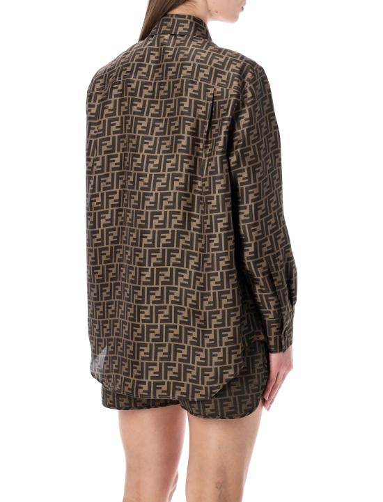 26SS 펜디 실크 셔츠 FS8107A8G3 F118W TOBACCO - FENDI