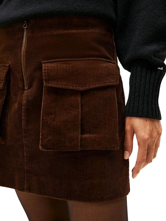 25FW 타미힐피거 미디 스커트 WW0WW46649 GV0 Brown - TOMMY HILFIGER