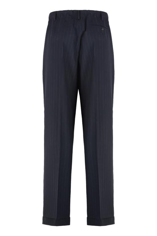 25FW 마르지엘라 핀 스트라이프 울 드로스트링 핀턱 팬츠 S67KA0080M35581 524F BLUE - MAISON MARGIELA