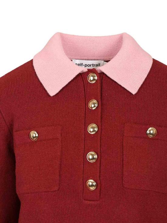 25FW 셀프 포트레이트 폴로 티셔츠 AW25021TBBUBURGUNDY Dark Red - SELF PORTRAIT