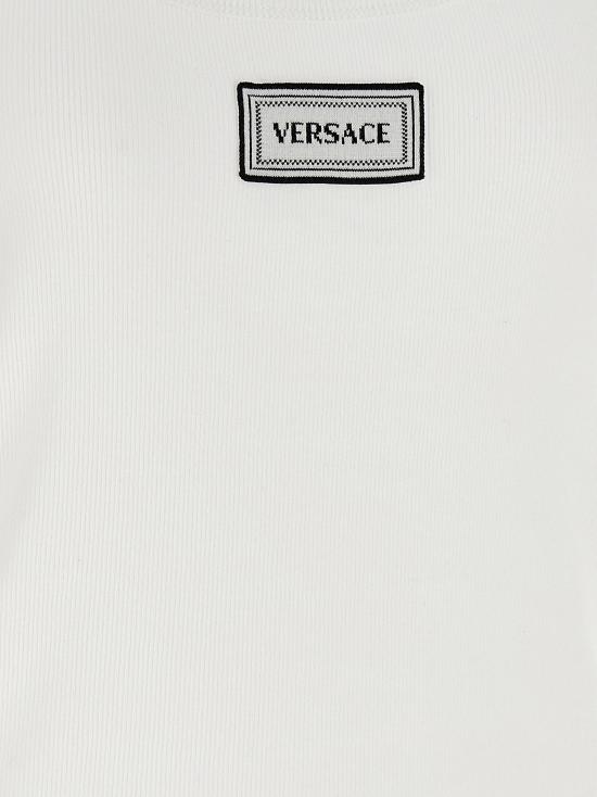 26SS 베르사체 로고 패피 리브드 스트레치 코튼 탱크탑 10232101A172221W000 - VERSACE