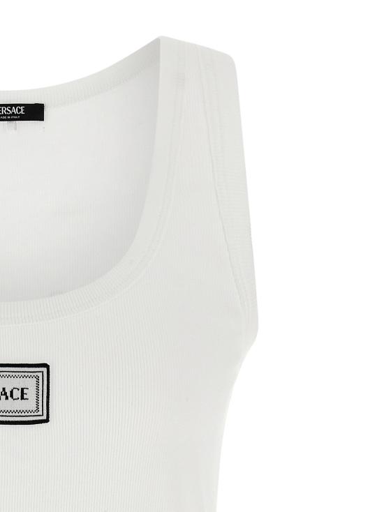 26SS 베르사체 로고 패피 리브드 스트레치 코튼 탱크탑 10232101A172221W000 - VERSACE