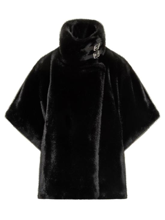 25FW 핑코 페이크 퍼 케이프 103837A2PI Z99 NERO LIMOUSINE