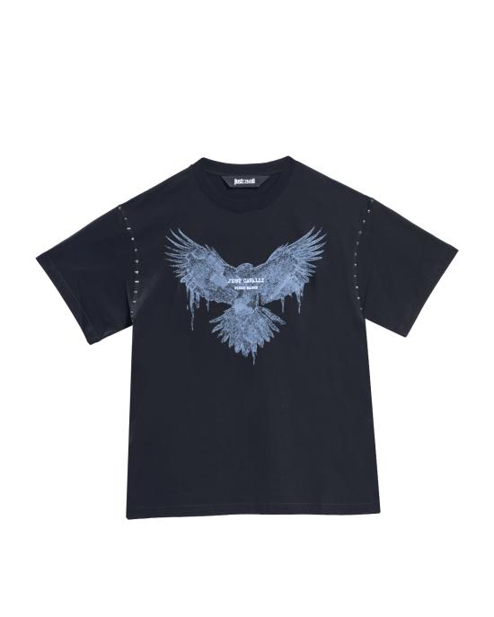 25FW 저스트까발리 반팔 티셔츠 79OAHE05 CJ110 899 NERO