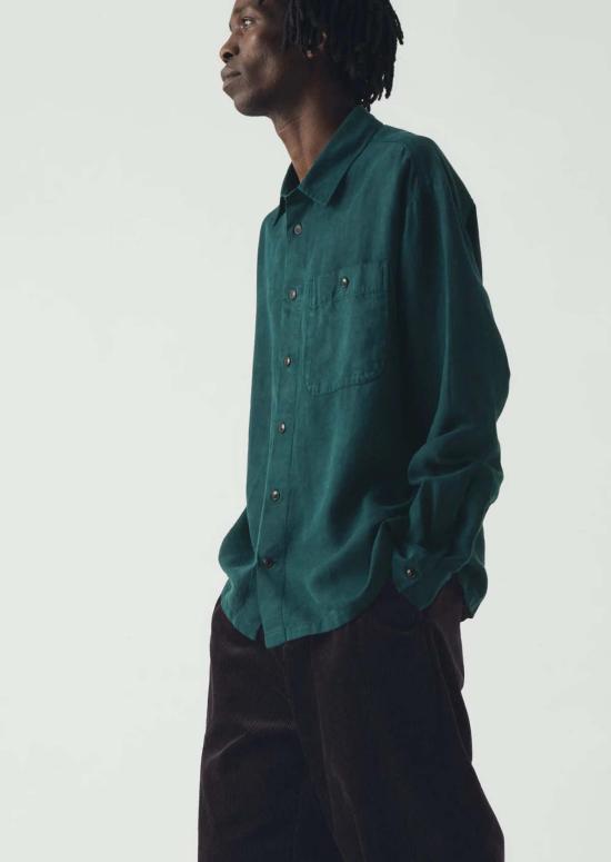  TOAST 긴팔 셔츠 토스트 리넨 헤링본  피콕 블루