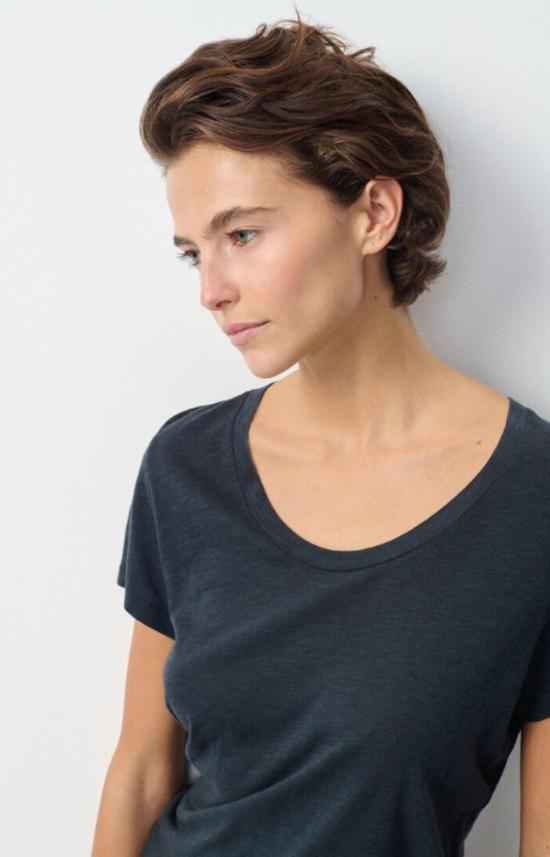  아메리칸 빈티지 반팔 티셔츠 잭슨빌 S/S 스쿠프넥 티셔츠 네이비 - AMERICAN VINTAGE