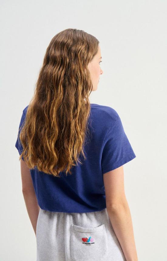  아메리칸 빈티지 반팔 티셔츠 잭슨빌 반팔 라운드넥 티셔츠 빈티지 코스믹 블루 - AMERICAN VINTAGE