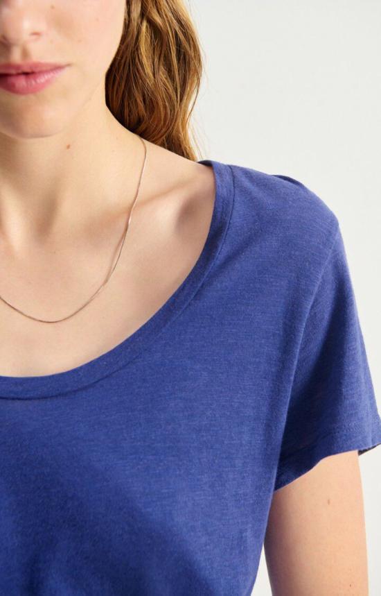  아메리칸 빈티지 반팔 티셔츠 잭슨빌 반팔 라운드넥 티셔츠 빈티지 코스믹 블루 - AMERICAN VINTAGE