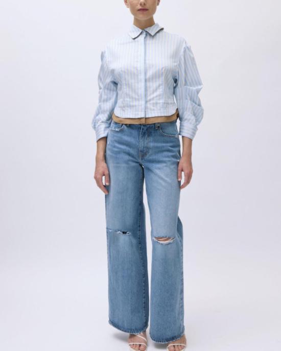  조나단 심카이 셔츠 분 콤보 셔츠 수국 블루 스트라이프 멀티