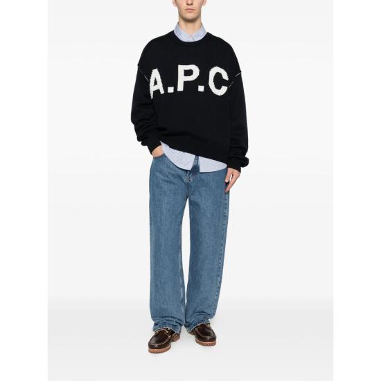 26SS 아페쎄 스웨터 WOASL M23009 IAK BLACK WHITE - A.P.C.