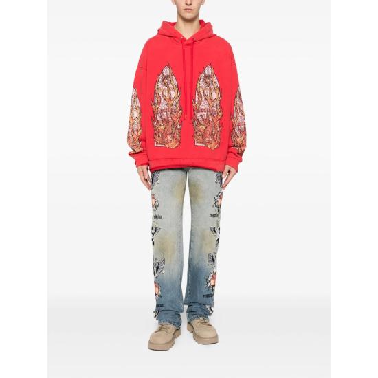 25FW 후 디싸이즈 워 후드 티셔츠 FLAME GLASS HO RUBY RED - WHO DECIDES WAR