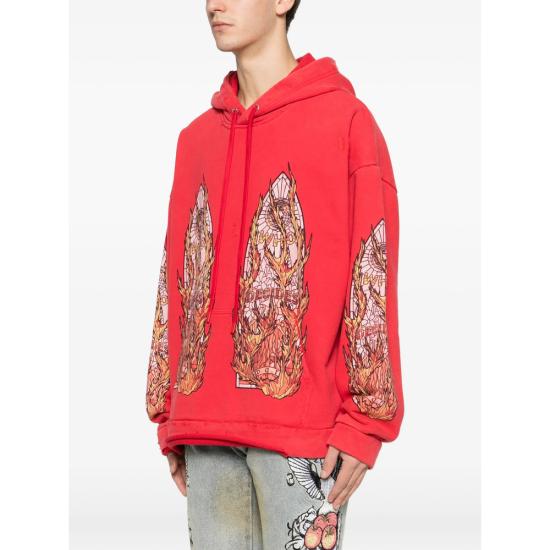 25FW 후 디싸이즈 워 후드 티셔츠 FLAME GLASS HO RUBY RED - WHO DECIDES WAR