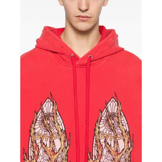 25FW 후 디싸이즈 워 후드 티셔츠 FLAME GLASS HO RUBY RED - WHO DECIDES WAR