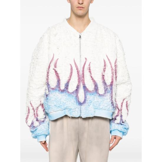 25FW 후 디싸이즈 워 봄버 자켓 HUSK FLAME CLMUL WHITE BLUE - WHO DECIDES WAR