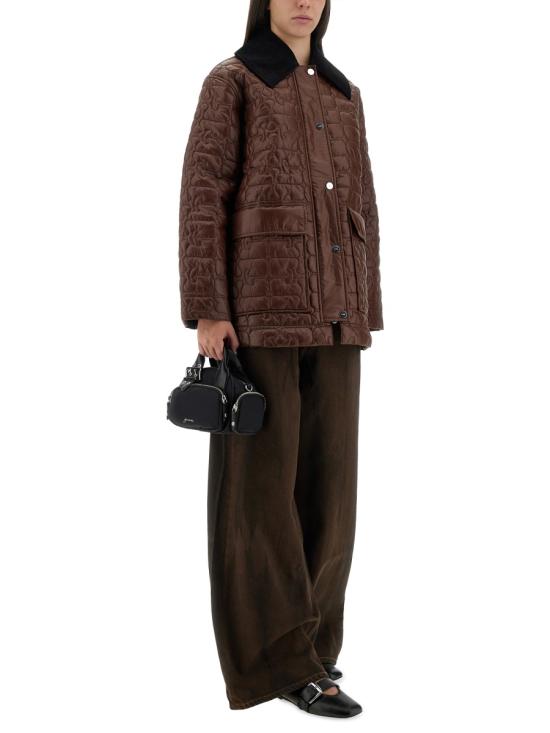 25FW 가니 퀼티드 콘트라스트 칼라 자켓 W0397 979 BROWN - GANNI