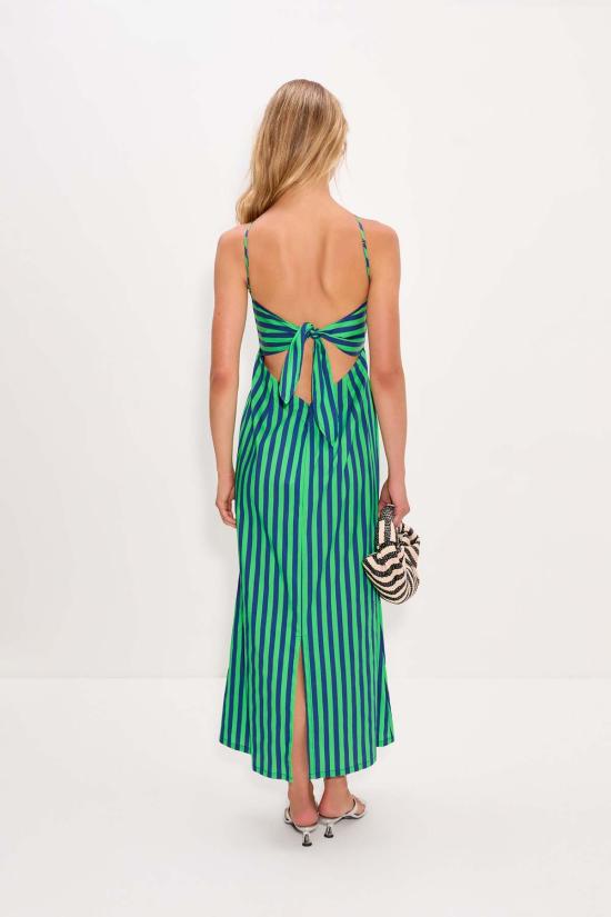  사이먼밀러 롱 원피스 사이먼 밀러 키트 팝린 드레스 네이비/그래스 그린 - SIMONMILLER