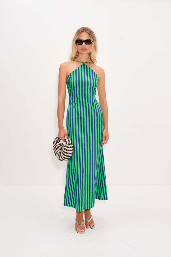  사이먼밀러 롱 원피스 사이먼 밀러 키트 팝린 드레스 네이비/그래스 그린 - SIMONMILLER