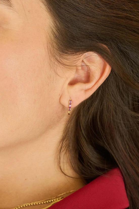  로렌 스튜어트 이어링 미니 바게트 안전핀 귀걸이 - LOREN STEWART