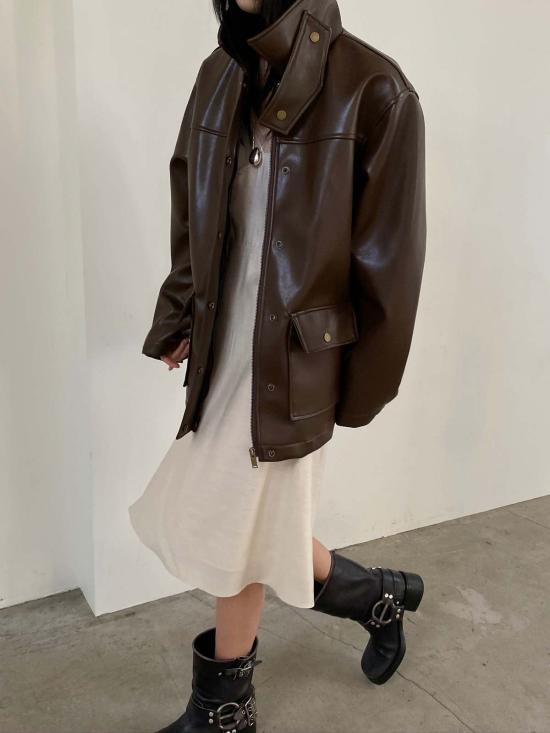  더 엔케이씨 스토어 가죽 자켓 Nkc 스토어 브리오나 비건 가죽 재킷 - The NKC Store