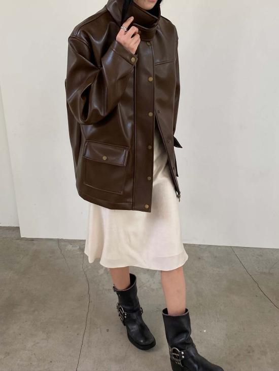  더 엔케이씨 스토어 가죽 자켓 Nkc 스토어 브리오나 비건 가죽 재킷 - The NKC Store