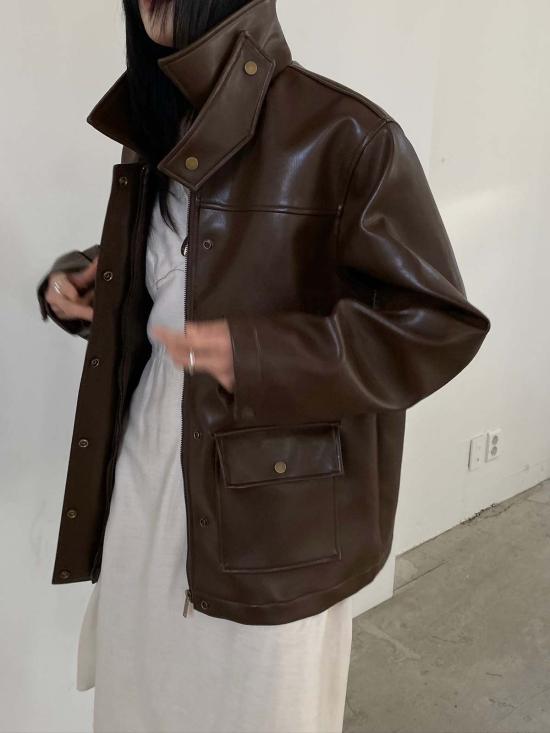  더 엔케이씨 스토어 가죽 자켓 Nkc 스토어 브리오나 비건 가죽 재킷 - The NKC Store