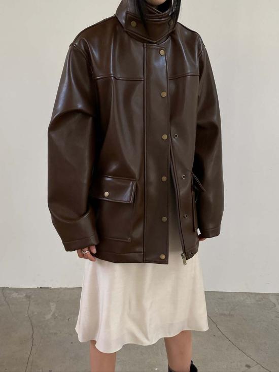  더 엔케이씨 스토어 가죽 자켓 Nkc 스토어 브리오나 비건 가죽 재킷 - The NKC Store