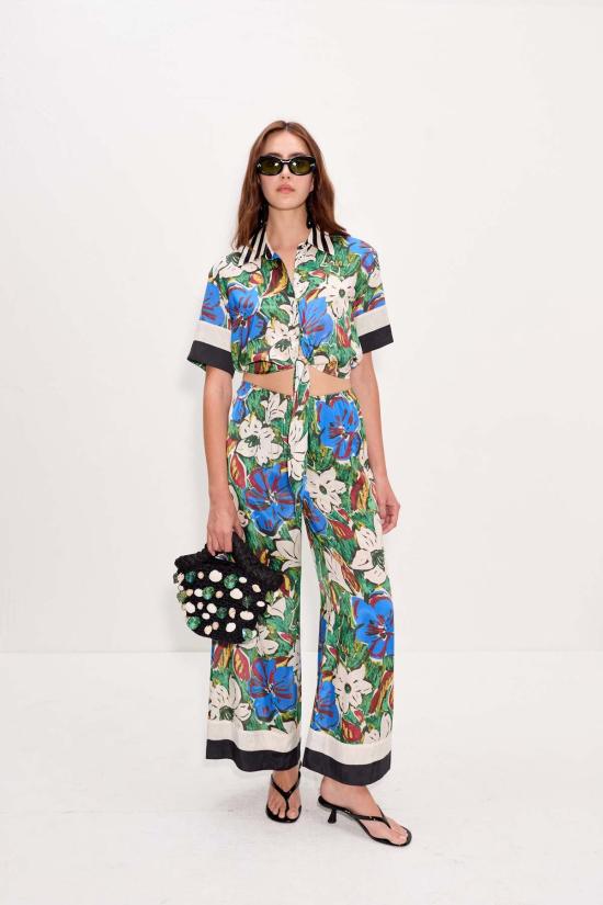  사이먼밀러 스트레이트 팬츠 사이먼 밀러 넬라 와이드 레그 팬츠 트로피컬 플로럴 프린트 콤보 - SIMONMILLER