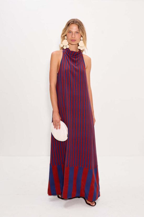  사이먼밀러 롱 원피스 사이먼 밀러 모나 크레이프 드레스 네이비/헤나 - SIMONMILLER