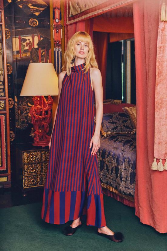  사이먼밀러 롱 원피스 사이먼 밀러 모나 크레이프 드레스 네이비/헤나