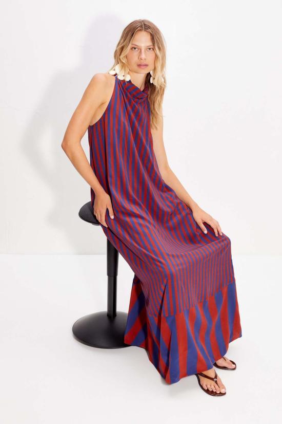  사이먼밀러 롱 원피스 사이먼 밀러 모나 크레이프 드레스 네이비/헤나 - SIMONMILLER