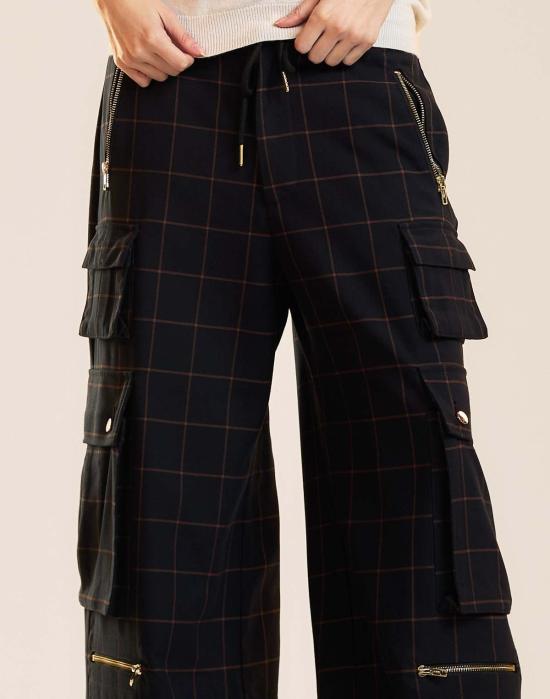  신시아 로리 스트레이트 팬츠 신시아 로울리 길디드 그리드 카고  블랙 - CYNTHIA ROWLEY