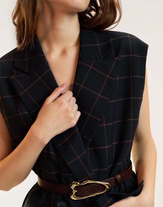  신시아 로리 베스트 신시아 로울리 길디드 그리드 조끼 블랙우드 - CYNTHIA ROWLEY