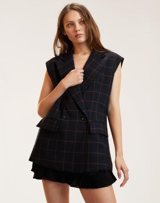  신시아 로리 베스트 신시아 로울리 길디드 그리드 조끼 블랙우드