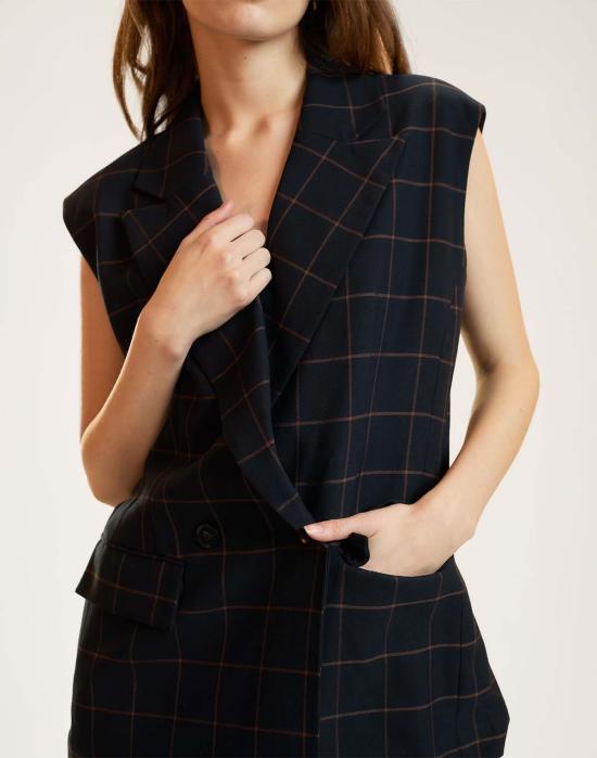  신시아 로리 베스트 신시아 로울리 길디드 그리드 조끼 블랙우드 - CYNTHIA ROWLEY