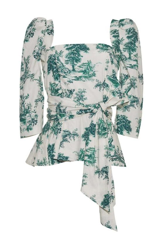  카라 카라 반팔 티셔츠 Cara Cara Lauren 탑 포레스트 티올레 그린 - CARA CARA