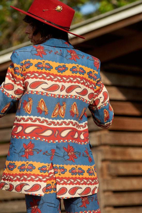  캐롤리나 케이 수트 자켓 캐롤라이나 K 베라 블레이저 페이즐리 블루 - CAROLINA K