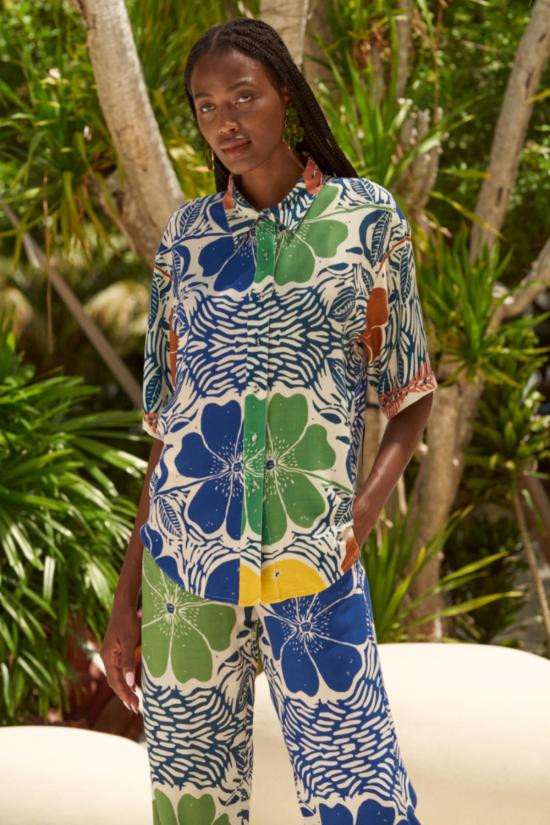  캐롤리나 케이 셔츠 캐롤라이나 K 양자리 셔츠 에칭 플라워 멀티