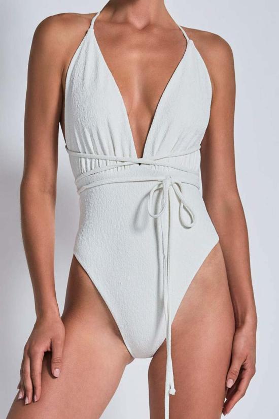  데본 윈저 원피스 수영복 벨 풀 피스 크림 크로커다일/실버 쉬머