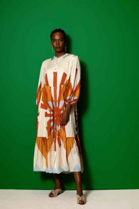  캐롤리나 케이 롱 원피스 캐롤라이나 K 호세피나 드레스 솔 엘리먼츠/셀레스티얼 블루/셀바 버드