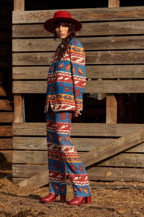  캐롤리나 케이 스트레이트 팬츠 캐롤라이나 K 아만다 팬츠 페이즐리 블루 - CAROLINA K