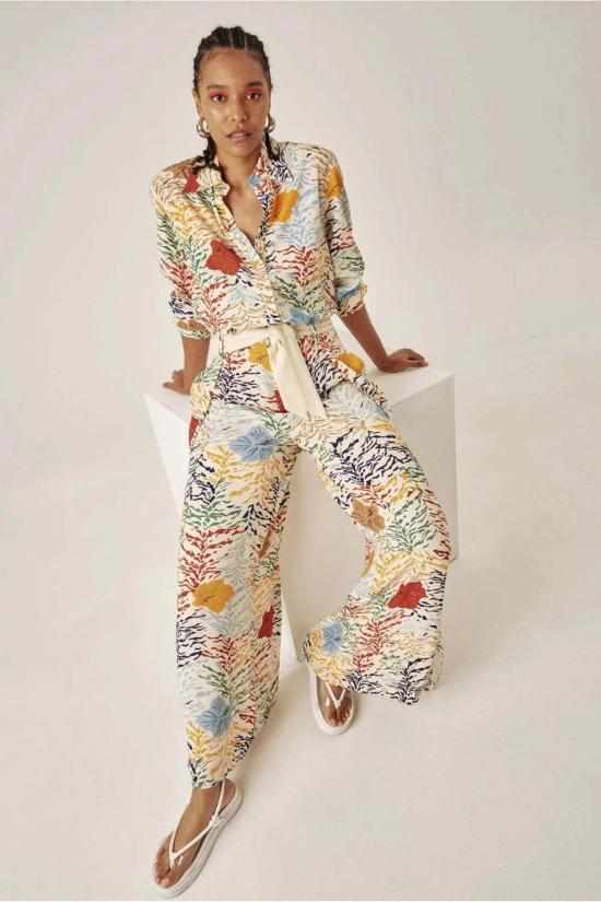  캐롤리나 케이 블라우스 캐롤라이나 K 자하라 셔츠 플로럴 타이거 크림