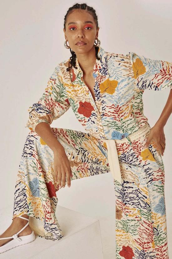  캐롤리나 케이 블라우스 캐롤라이나 K 자하라 셔츠 플로럴 타이거 크림 - CAROLINA K