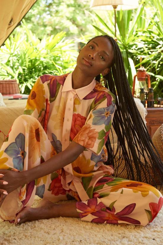  캐롤리나 케이 셔츠 캐롤라이나 K 에이리스 셔츠 플로럴 크림 - CAROLINA K