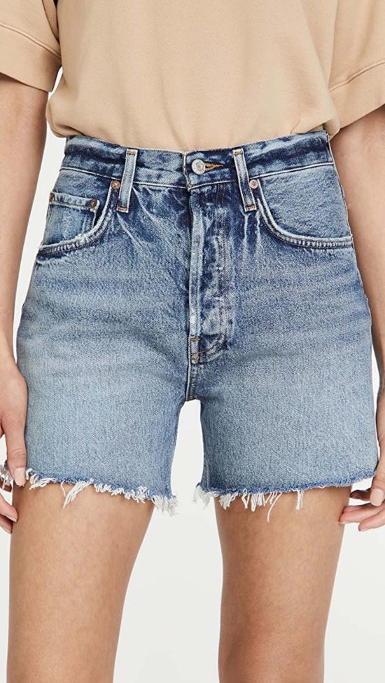  에이골디 데님 숏팬츠 아골드 라일리 하이라이즈 슬림 레그 반바지 - AGOLDE