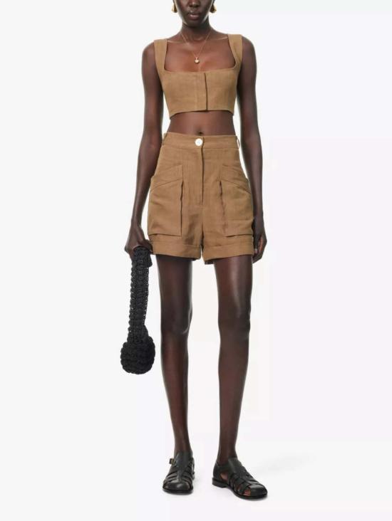  르카샤 민소매 티셔츠 르 카샤 지르자 리넨 브라렛 타바코 - LE KASHA